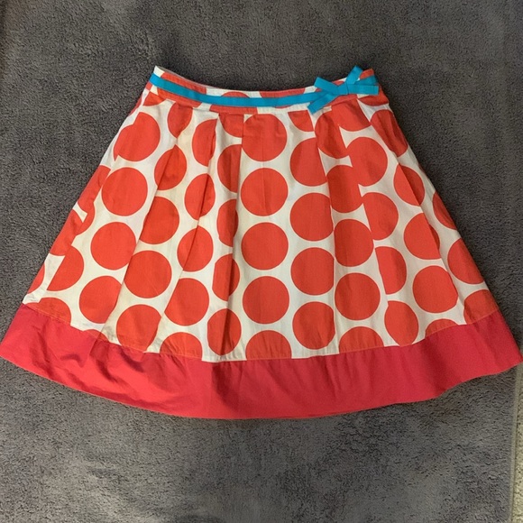 Mini Boden Other - Mini Boden Coral A-line Pleated Polka Dot Skirt
